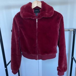 Red Faux Fur Crop Jacket ♥️